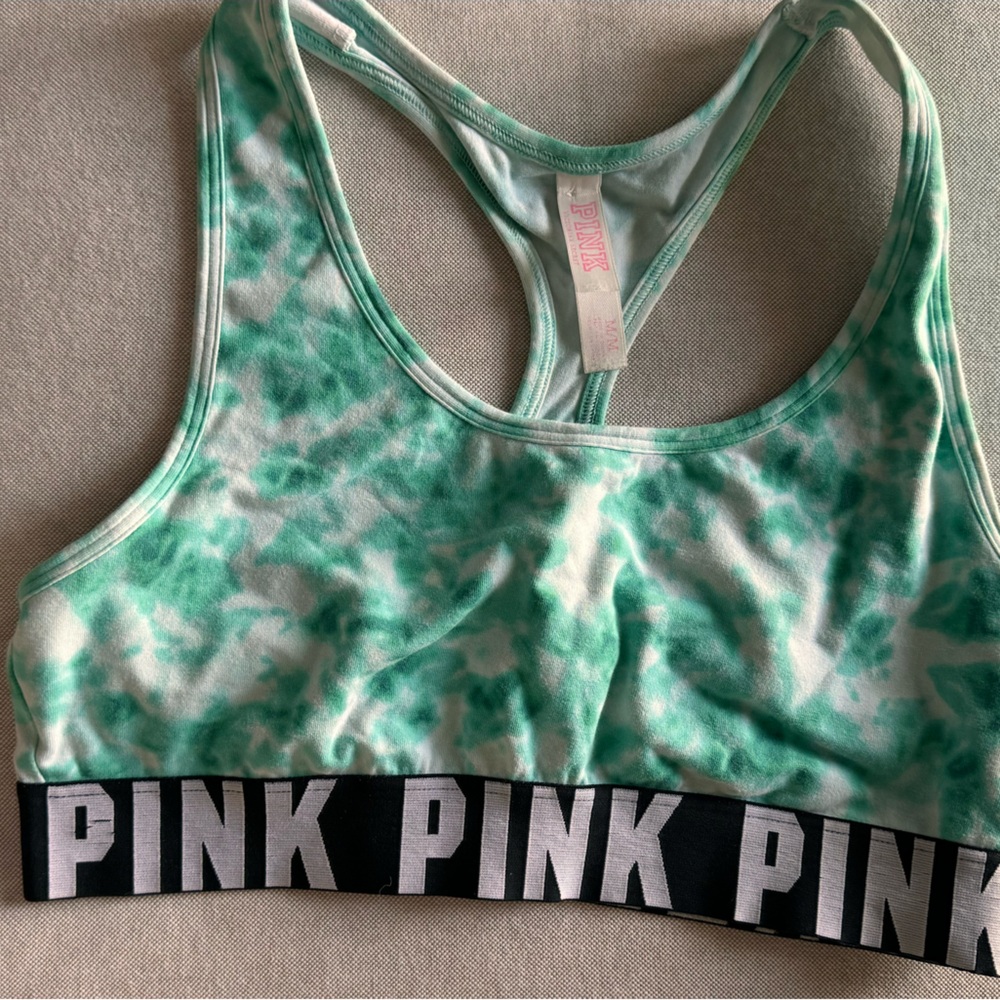 Victoria’s Secret PINK Blue/Green Tie Die Old School wide Logo size Medium